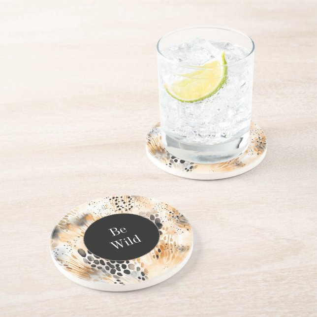 Wild Black Cream Leopard Animal   Coaster (Side)