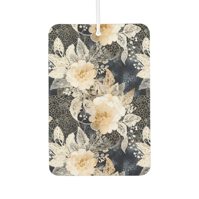 Wild Black Cream Leopard Animal Floral Air Freshener (Front)