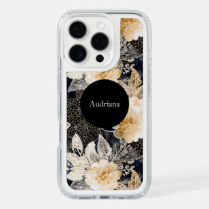 Wild Black Cream Leopard Animal Floral iPhone 16 Pro Case