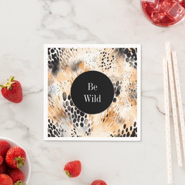 Wild Black Cream Leopard Animal   Napkins (Insitu)