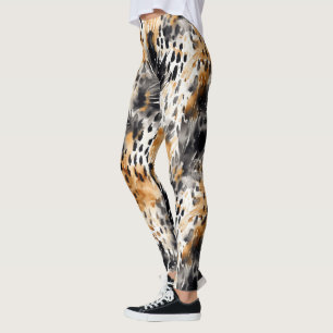 Wild Black Cream Leopard Animal Print Leggings