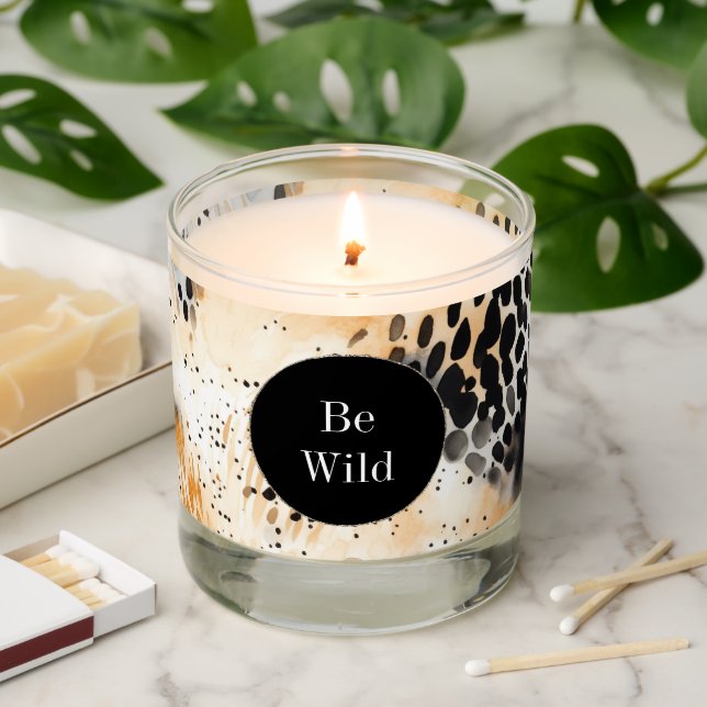 Wild Black Cream Leopard Animal   Scented Candle (Lit)
