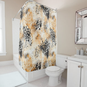 Wild Black Cream Leopard Animal Shower Curtain