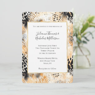 Wild Black Cream Leopard Animal Wedding Invitation