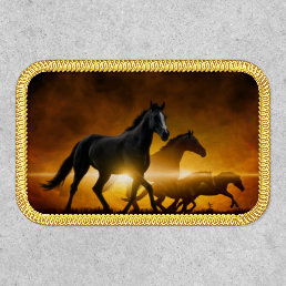 Wild Black Horses Rectangle Patch