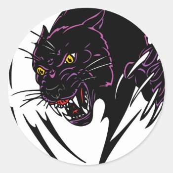 Wild Black Panther Classic Round Sticker by esoticastore at Zazzle