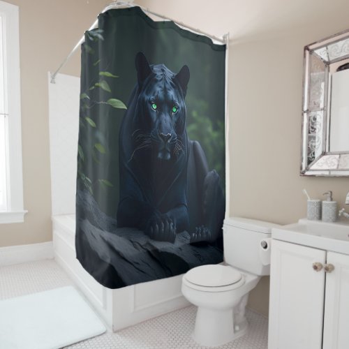 Wild Black Panther Shower Curtain
