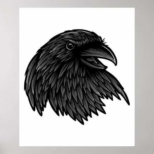 Wild Black Raven Bird Poster