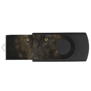 Wild Black Wolf Wildlife Flash Drive