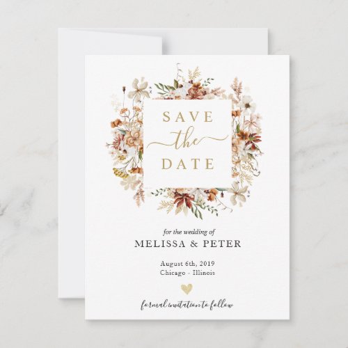 Wild bloom elegant wedding save the date announcement