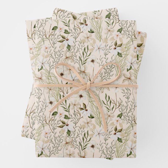 Wild Bloom Pattern Wrapping Paper Sheets (In situ)
