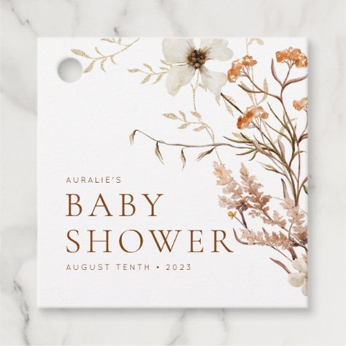 Wild Bloom Rustic Floral Baby Shower Favor Tags