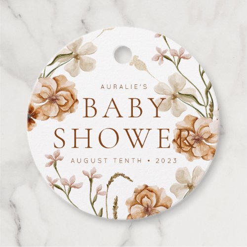 Wild Bloom Rustic Floral Baby Shower Favor Tags