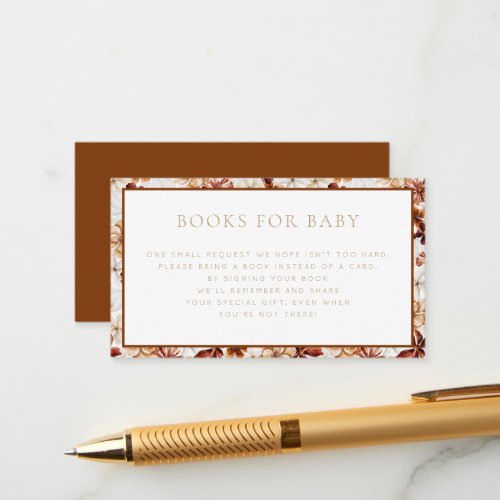 Wild Bloom Rustic Floral Books for Baby Enclosure Card