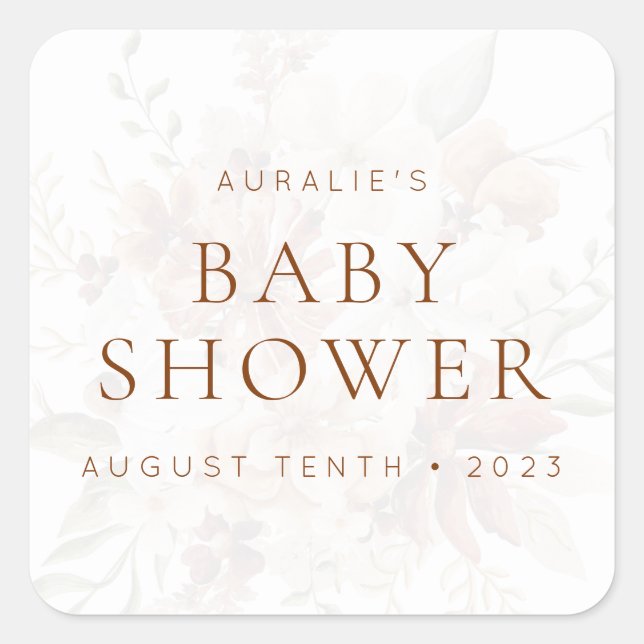 Wild Bloom Rustic Floral Invitation & Favor Square Sticker (Front)