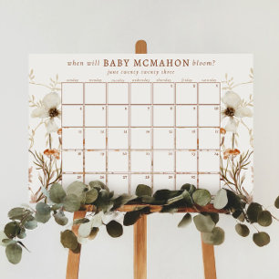 Wild Bloom Rustic Guess the Due Date Foam Board