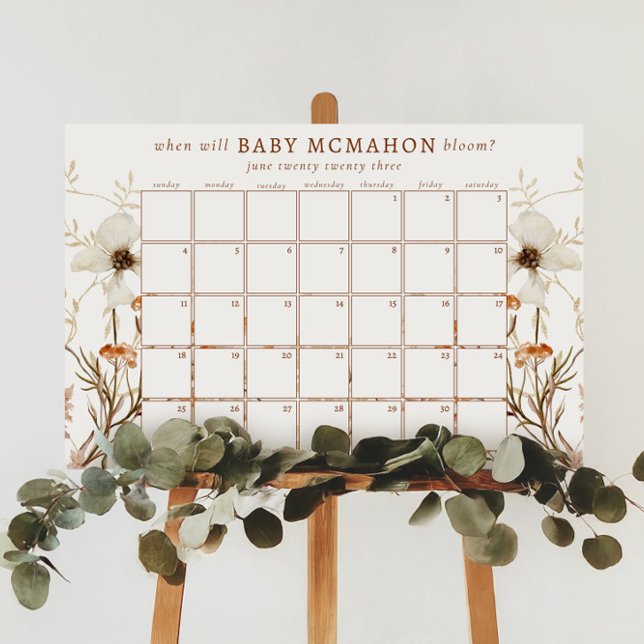 Wild Bloom Rustic Guess the Due Date Foam Board (Creator Uploaded)