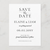 Wild Blossoms Black and White Calligraphy Wedding Announcement Postcard