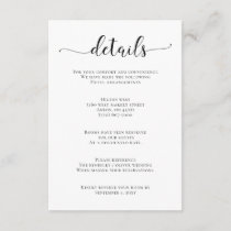 Wild Blossoms Black and White Calligraphy Wedding Enclosure Card