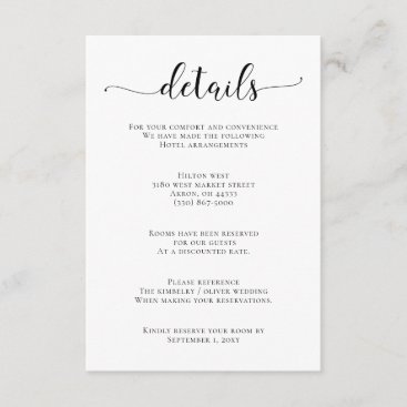 Wild Blossoms Black and White Calligraphy Wedding Enclosure Card