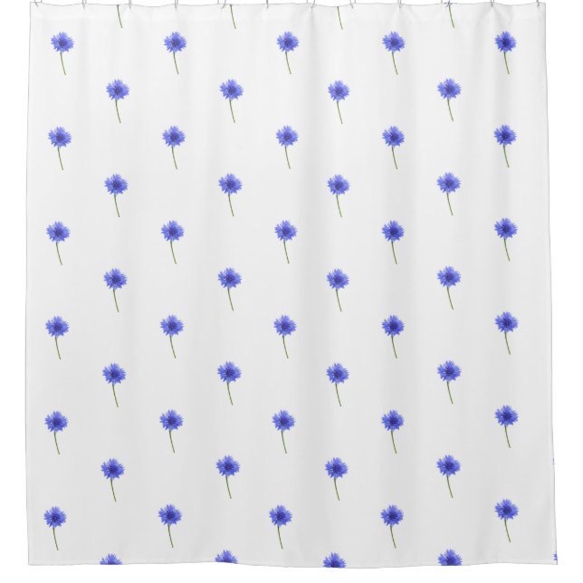 wild blue cornflower pattern shower curtain (Front)