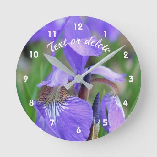 Wild Blue Flag Iris Flower Personalized Round Clock