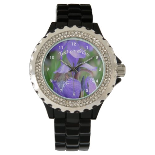 Wild Blue Flag Iris Flower Personalized  Watch