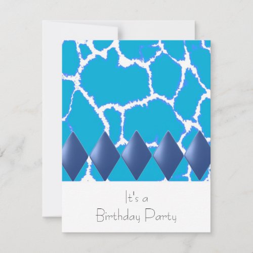 Wild Blue Giraffe Pattern Birthday Invitation