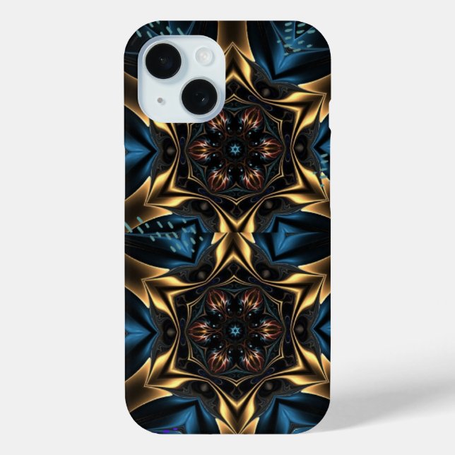  Wild Blue Gold Gears Case-Mate iPhone Case (Back)