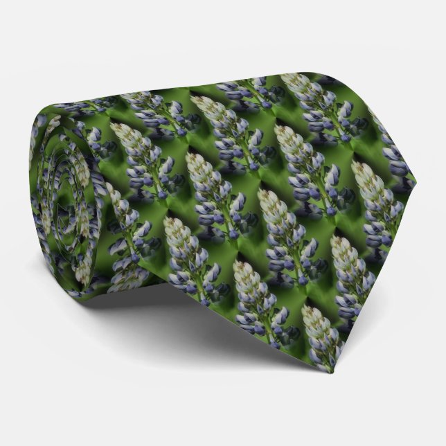 Wild Blue Lupine Flowers Nature Pattern    Neck Tie (Rolled)