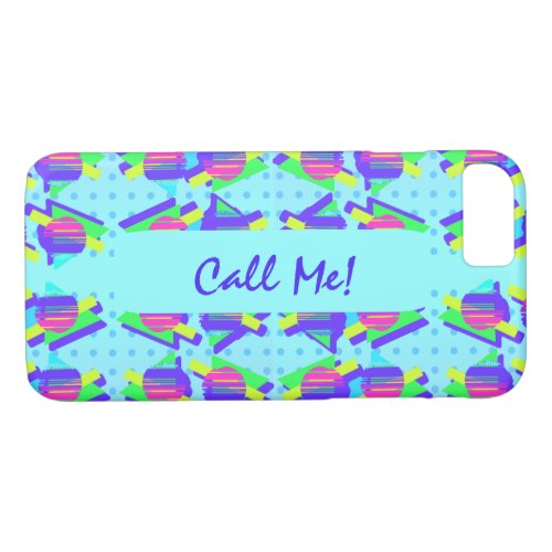 Wild Blue Memphis Customizable Triangle Pattern iPhone 87 Case