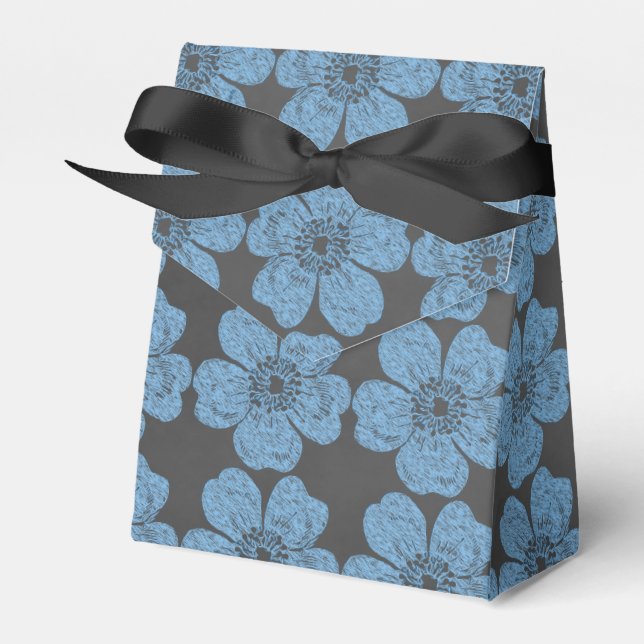 Wild Blue Roses Chalkboard Favor Boxes (Front Side)