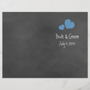 Wild Blue Roses Chalkboard Folded Wedding Program