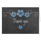 Wild Blue Roses Chalkboard Thank You Note Card (Front Horizontal)