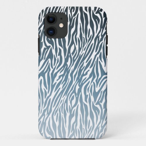 Wild Blue Zebra Print Ombre iPhone 11 Case