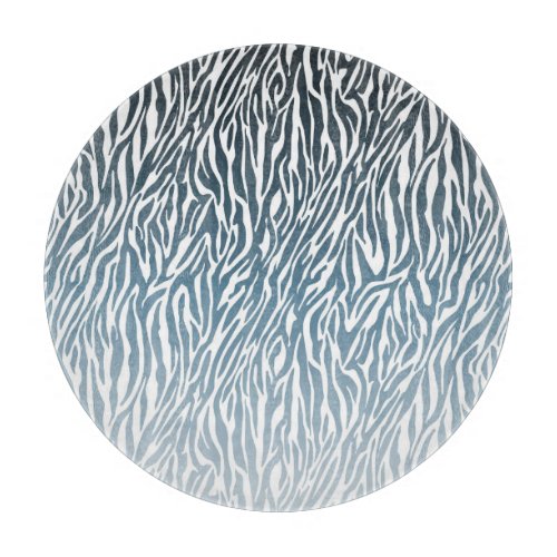 Wild Blue Zebra Print Ombre Cutting Board