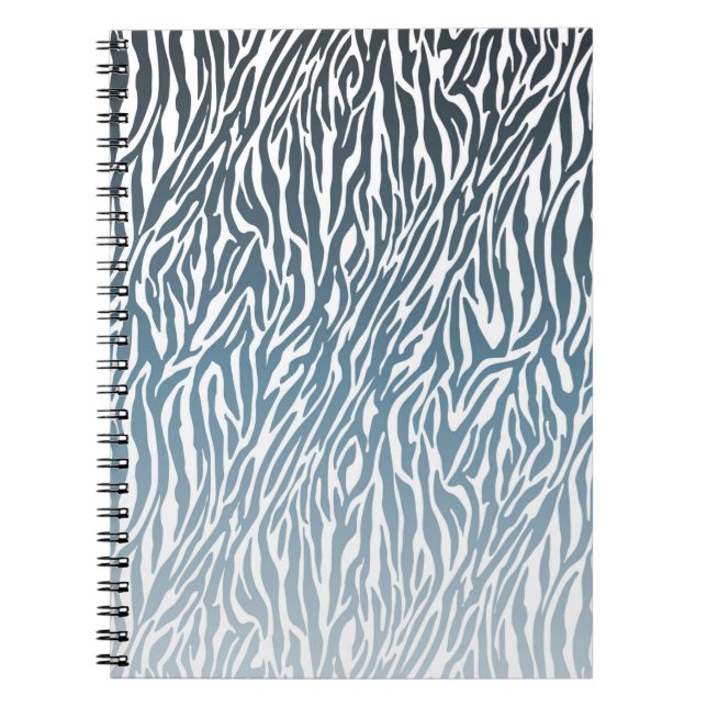 Wild Blue Zebra Print Ombre Notebook (Front)