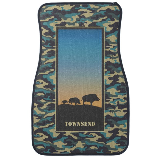 Wild Boar and Camo Car Floor Mat (Front)