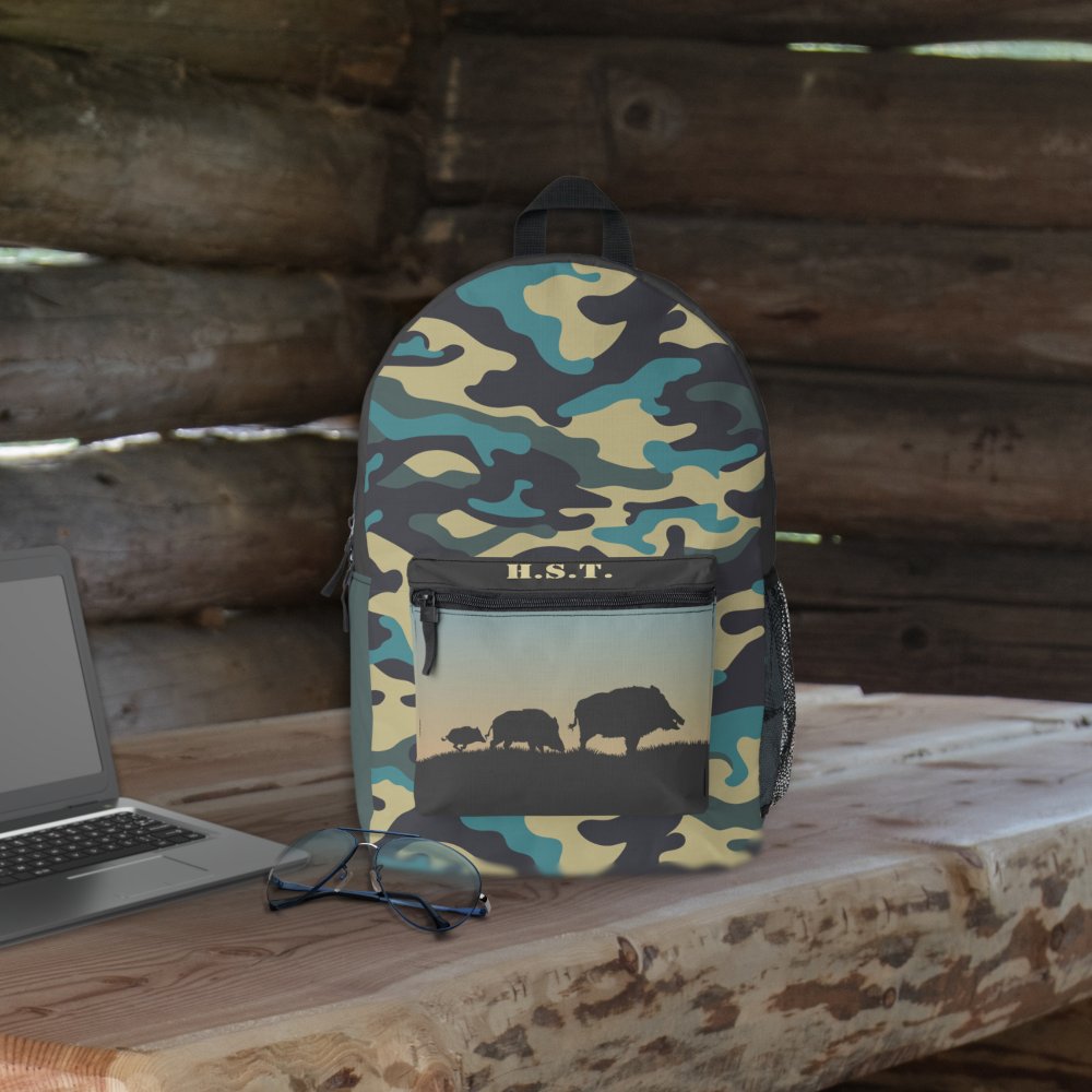 Wild Boar and Camo Custom Name Printed Backpack