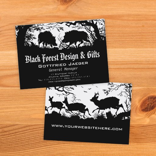 Customizable Wild Boar and Deer: German Silhouette / Paper Cut Business Cards
