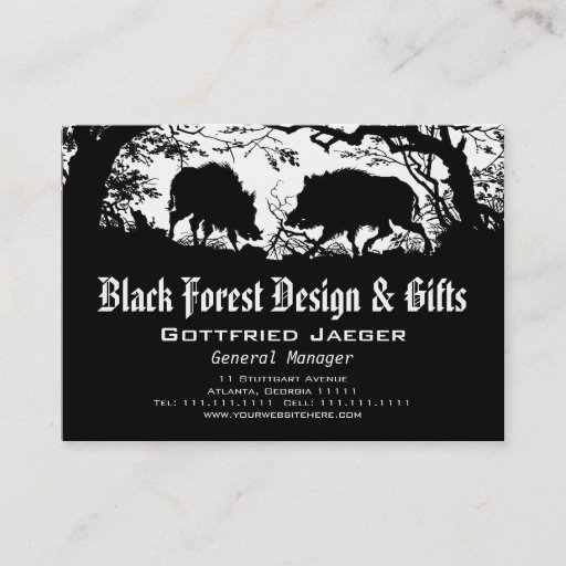 Customizable Wild Boar and Deer: German Silhouette / Paper Cut Business Card