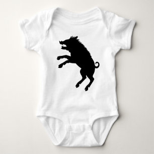 Wild Boar Black and White Silhouette Baby Bodysuit