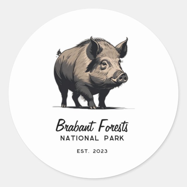 Wild Boar – Brabant Forest National Park Classic Round Sticker (Front)