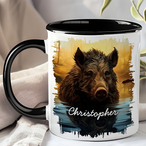 Wild Boar by Forest Lake Mug