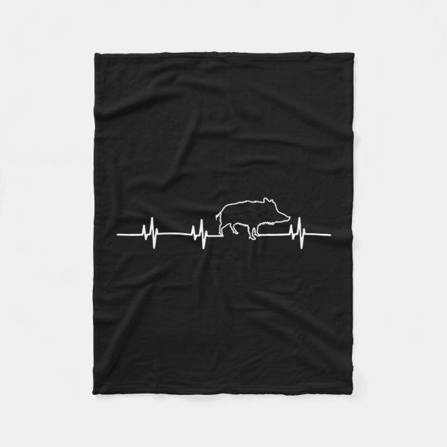 Wild Boar Heartbeat Ekg Hog Hunter Hunt Hunting  Fleece Blanket (Front)