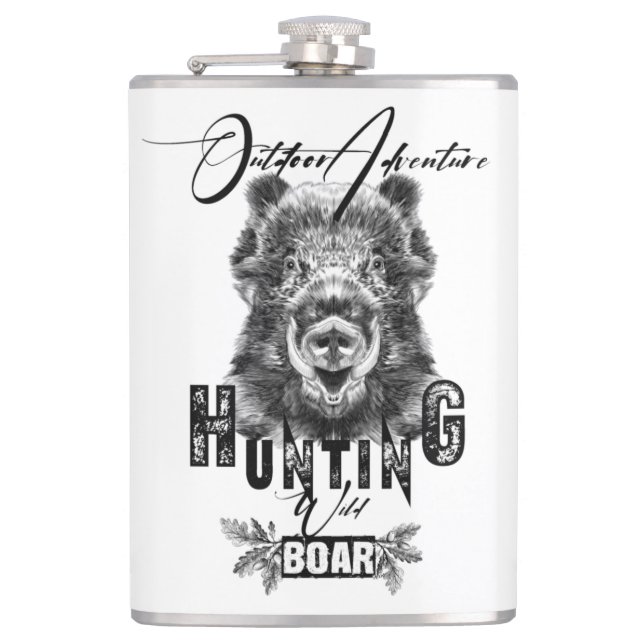 Wild boar hunting, outdoor adventure coffee mug flask (Front)