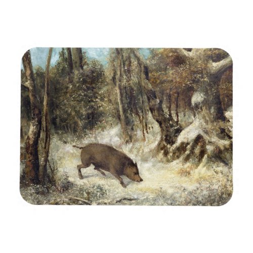 Wild Boar in the Snow signed as Courbet fake Magnet