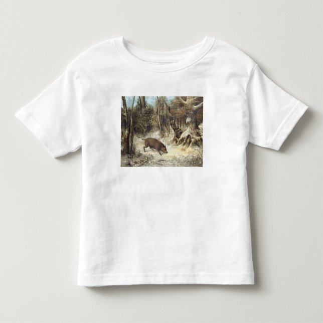 Wild Boar in the Snow, signed as Courbet (fake) Toddler T-shirt (Front)