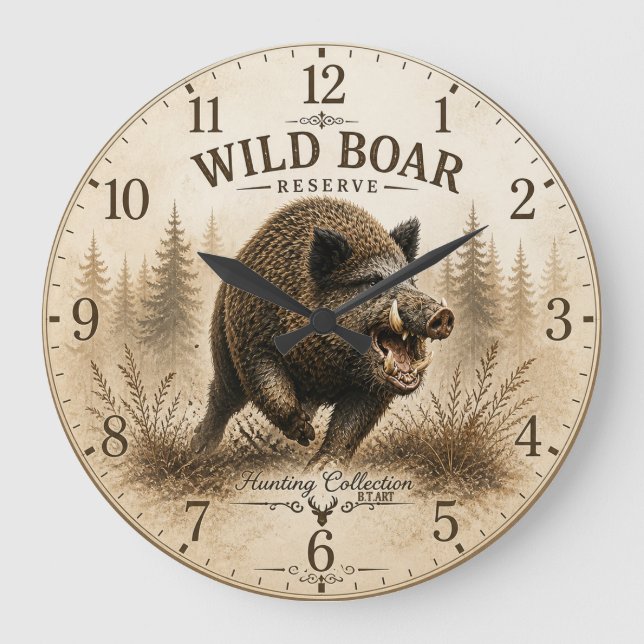 Wild Boar Large Clock (Front)