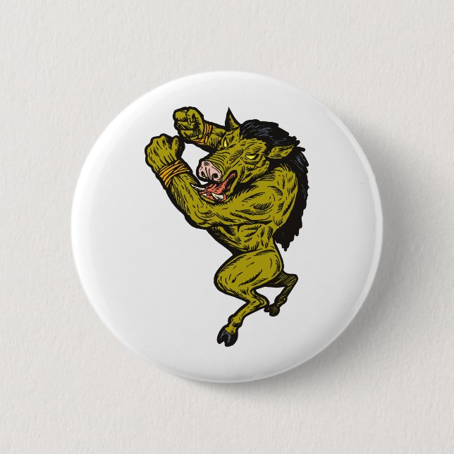 wild boar man fighting attacking button (Front)